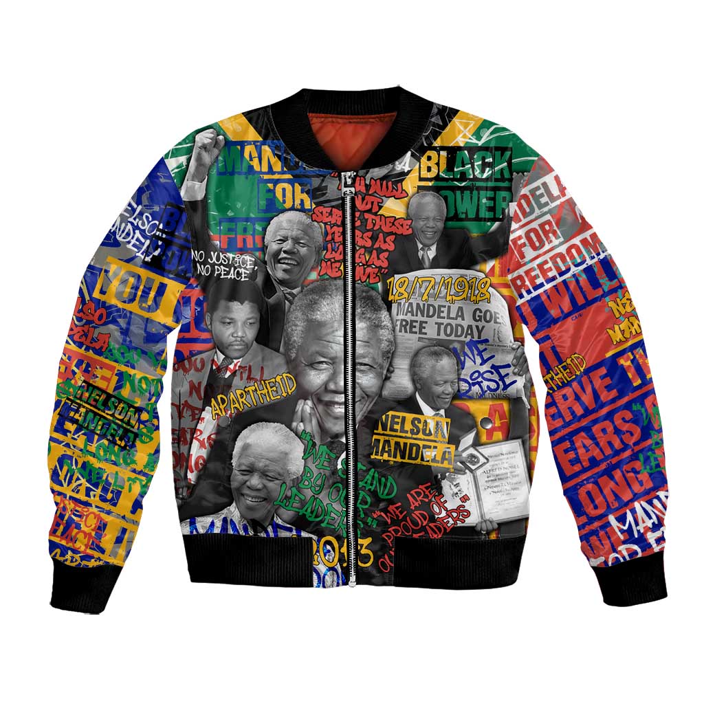 Nelson Mandela Graffiti Bomber Jacket Street Spray Art Recreating The Life Of A Great Man - African Pride
