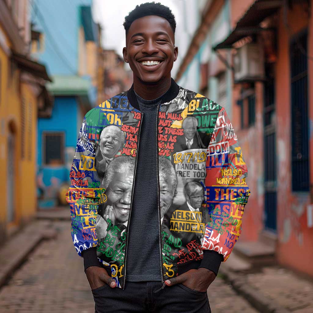 Nelson Mandela Graffiti Bomber Jacket Street Spray Art Recreating The Life Of A Great Man - African Pride