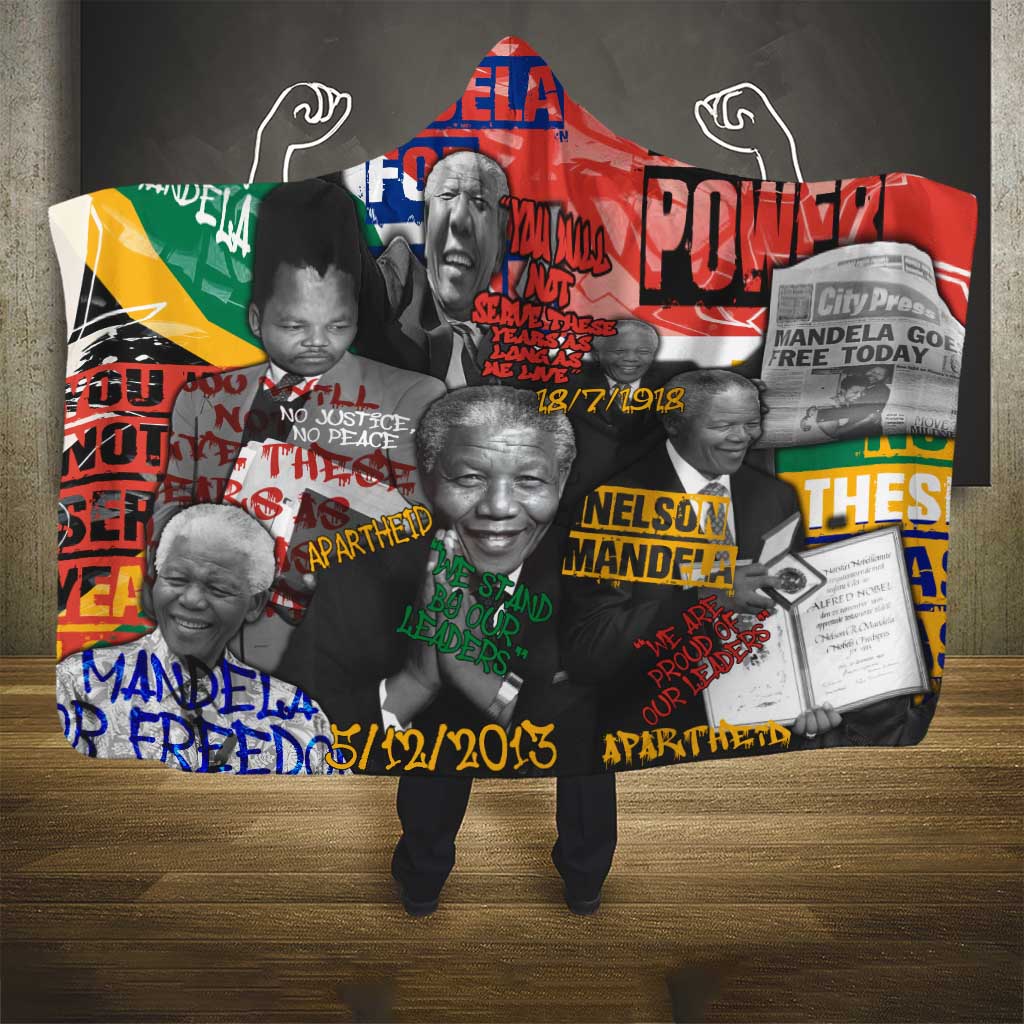 Nelson Mandela Graffiti Hooded Blanket Street Spray Art Recreating The Life Of A Great Man - African Pride
