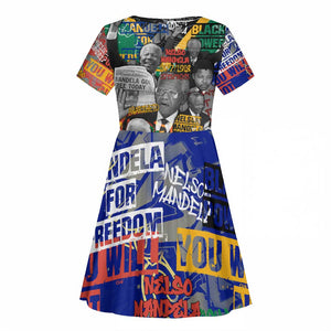 Nelson Mandela Graffiti Kid Short Sleeve Dress Street Spray Art Recreating The Life Of A Great Man - African Pride