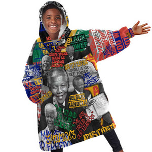 Nelson Mandela Graffiti Kid Wearable Blanket Hoodie Street Spray Art Recreating The Life Of A Great Man - African Pride