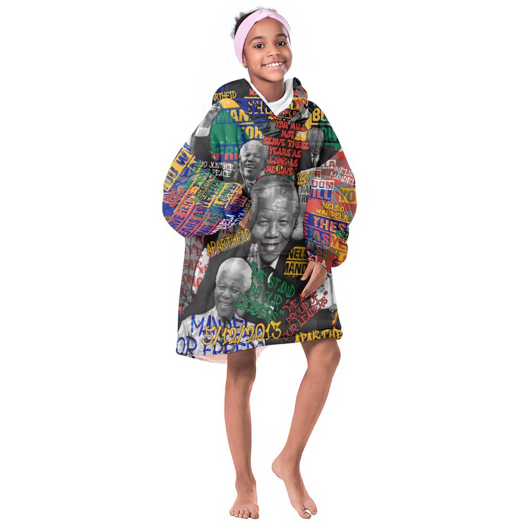 Nelson Mandela Graffiti Kid Wearable Blanket Hoodie Street Spray Art Recreating The Life Of A Great Man - African Pride