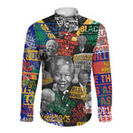 Nelson Mandela Graffiti Long Sleeve Button Shirt Street Spray Art Recreating The Life Of A Great Man - African Pride