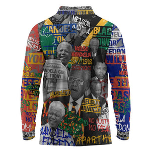 Nelson Mandela Graffiti Long Sleeve Polo Shirt Street Spray Art Recreating The Life Of A Great Man - African Pride