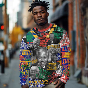 Nelson Mandela Graffiti Long Sleeve Shirt Street Spray Art Recreating The Life Of A Great Man - African Pride
