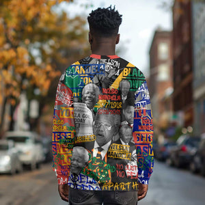 Nelson Mandela Graffiti Long Sleeve Shirt Street Spray Art Recreating The Life Of A Great Man - African Pride