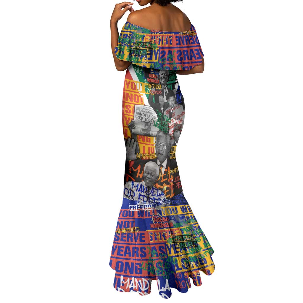 Nelson Mandela Graffiti Mermaid Dress Street Spray Art Recreating The Life Of A Great Man - African Pride