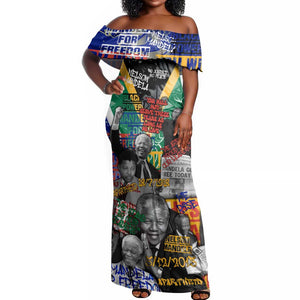 Nelson Mandela Graffiti Off Shoulder Maxi Dress Street Spray Art Recreating The Life Of A Great Man - African Pride