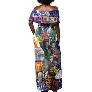 Nelson Mandela Graffiti Off Shoulder Maxi Dress Street Spray Art Recreating The Life Of A Great Man - African Pride