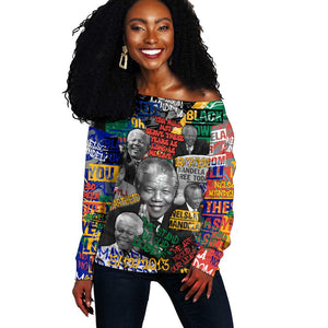 Nelson Mandela Graffiti Off Shoulder Sweater Street Spray Art Recreating The Life Of A Great Man - African Pride