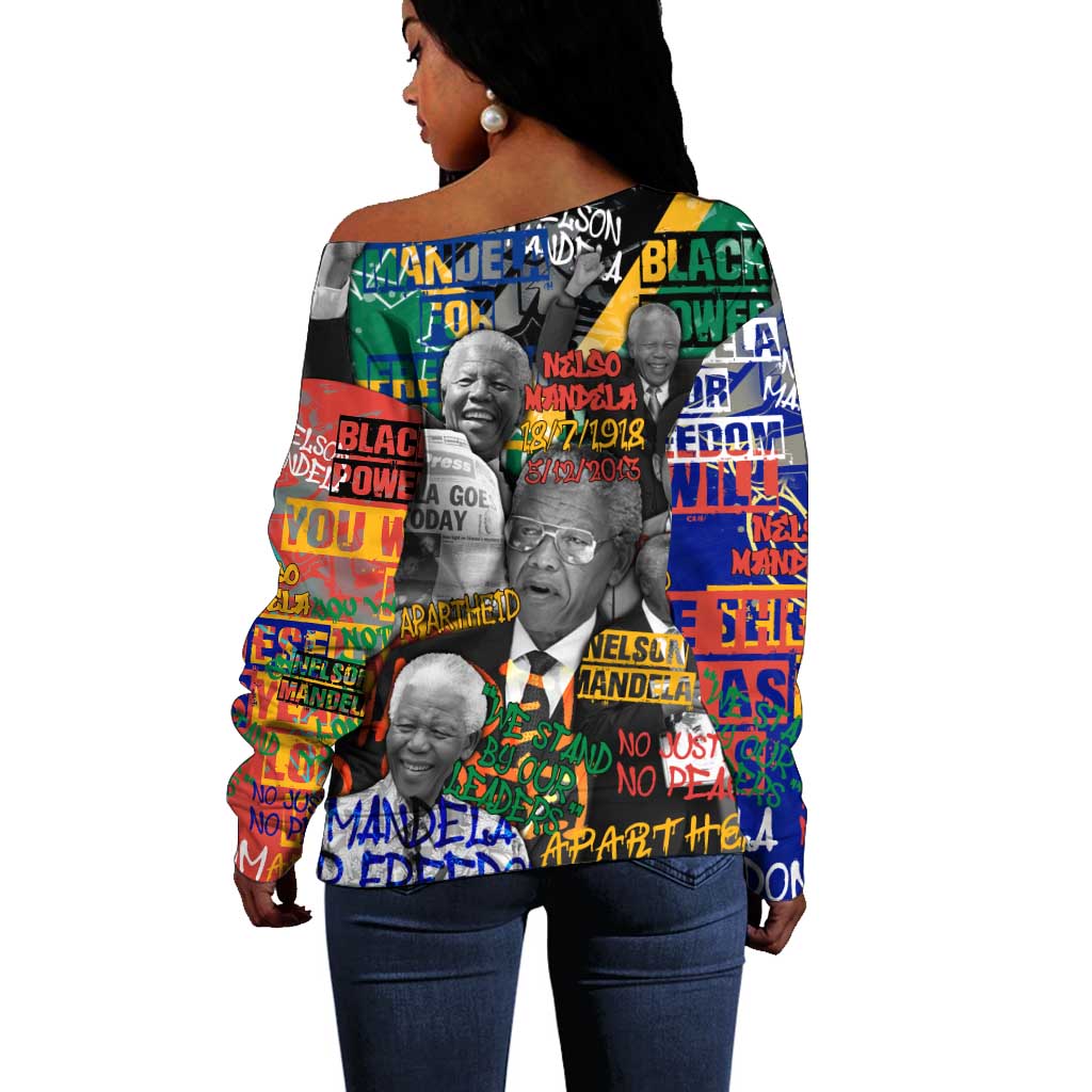 Nelson Mandela Graffiti Off Shoulder Sweater Street Spray Art Recreating The Life Of A Great Man - African Pride