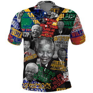 Nelson Mandela Graffiti Polo Shirt Street Spray Art Recreating The Life Of A Great Man - African Pride