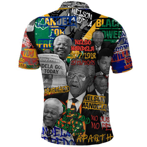Nelson Mandela Graffiti Polo Shirt Street Spray Art Recreating The Life Of A Great Man - African Pride