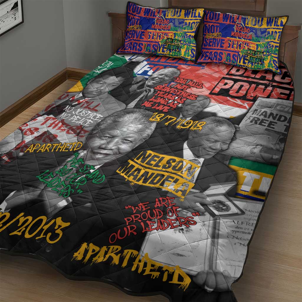 Nelson Mandela Graffiti Quilt Bed Set Street Spray Art Recreating The Life Of A Great Man - African Pride