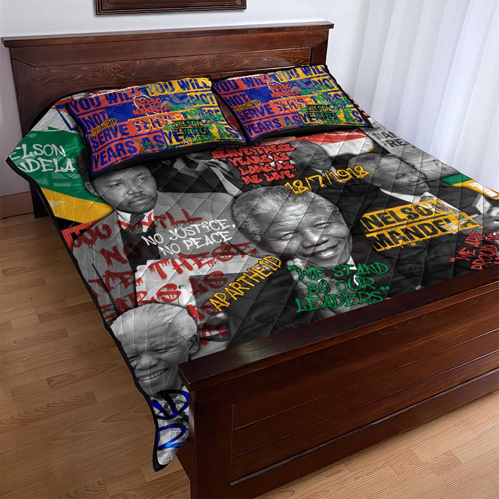 Nelson Mandela Graffiti Quilt Bed Set Street Spray Art Recreating The Life Of A Great Man - African Pride