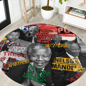 Nelson Mandela Graffiti Round Carpet Street Spray Art Recreating The Life Of A Great Man - African Pride