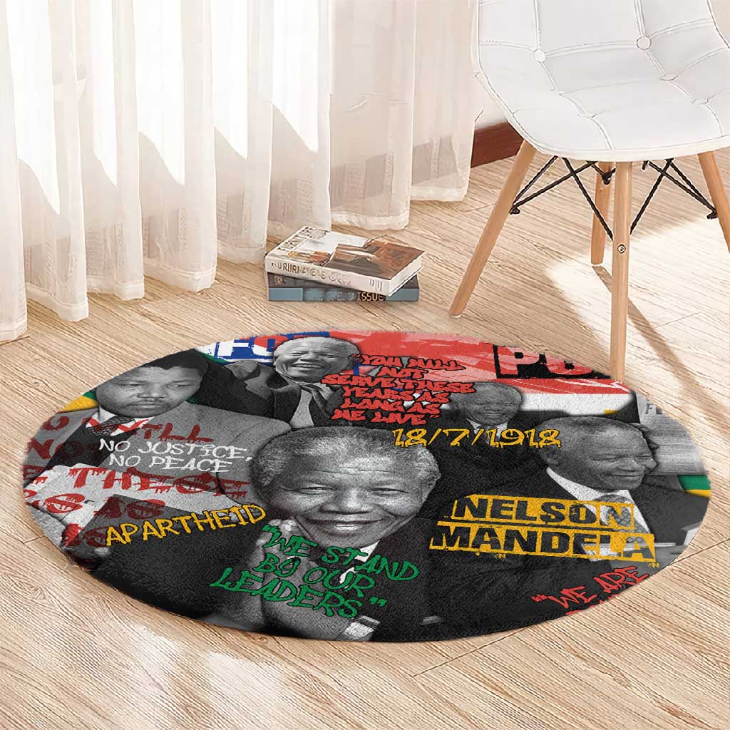 Nelson Mandela Graffiti Round Carpet Street Spray Art Recreating The Life Of A Great Man - African Pride