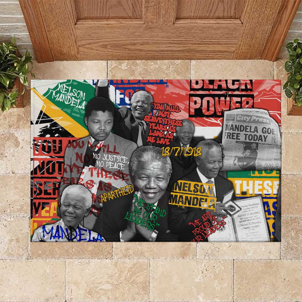 Nelson Mandela Graffiti Rubber Doormat Street Spray Art Recreating The Life Of A Great Man - African Pride