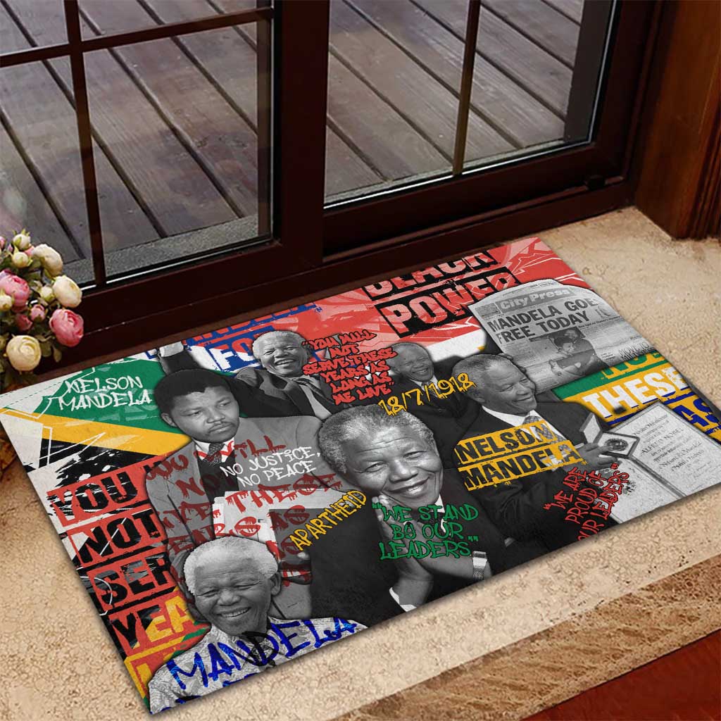Nelson Mandela Graffiti Rubber Doormat Street Spray Art Recreating The Life Of A Great Man - African Pride