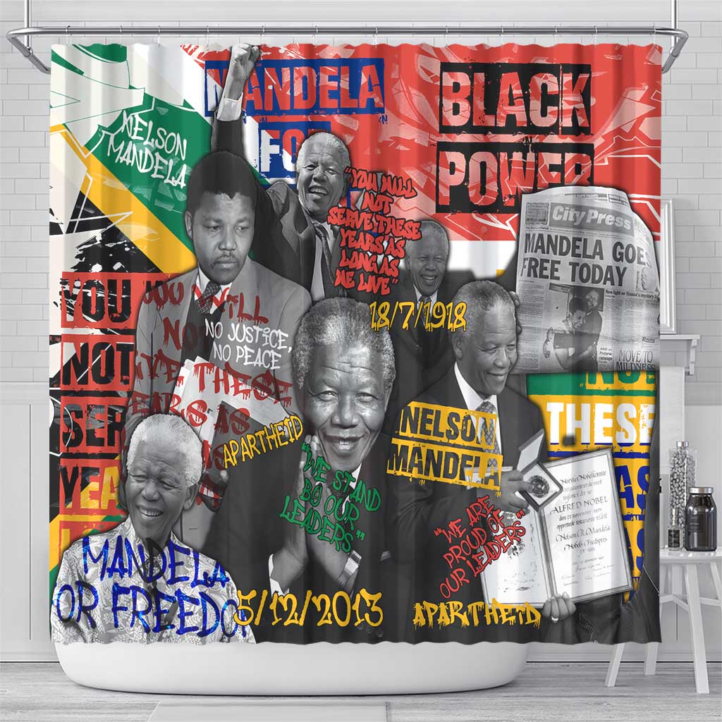 Nelson Mandela Graffiti Shower Curtain Street Spray Art Recreating The Life Of A Great Man - African Pride