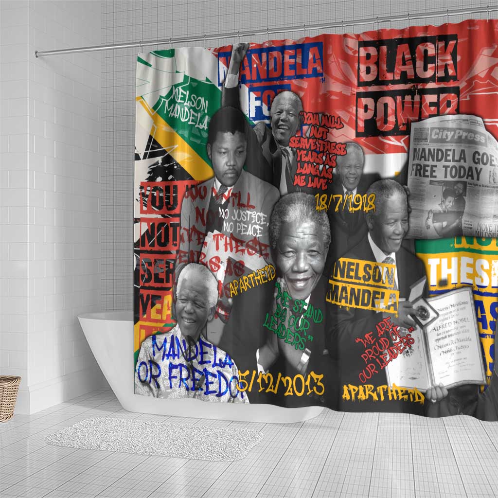 Nelson Mandela Graffiti Shower Curtain Street Spray Art Recreating The Life Of A Great Man - African Pride