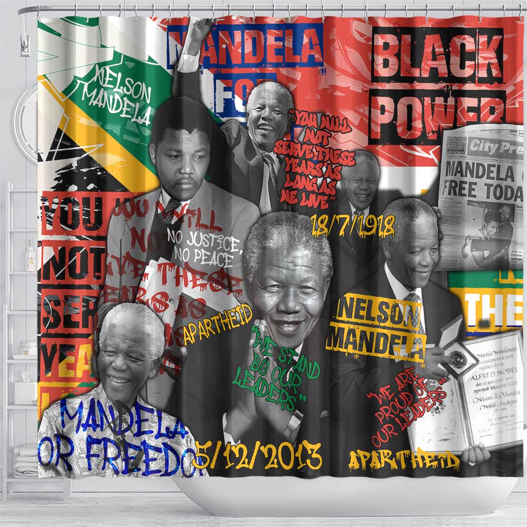 Nelson Mandela Graffiti Shower Curtain Street Spray Art Recreating The Life Of A Great Man - African Pride