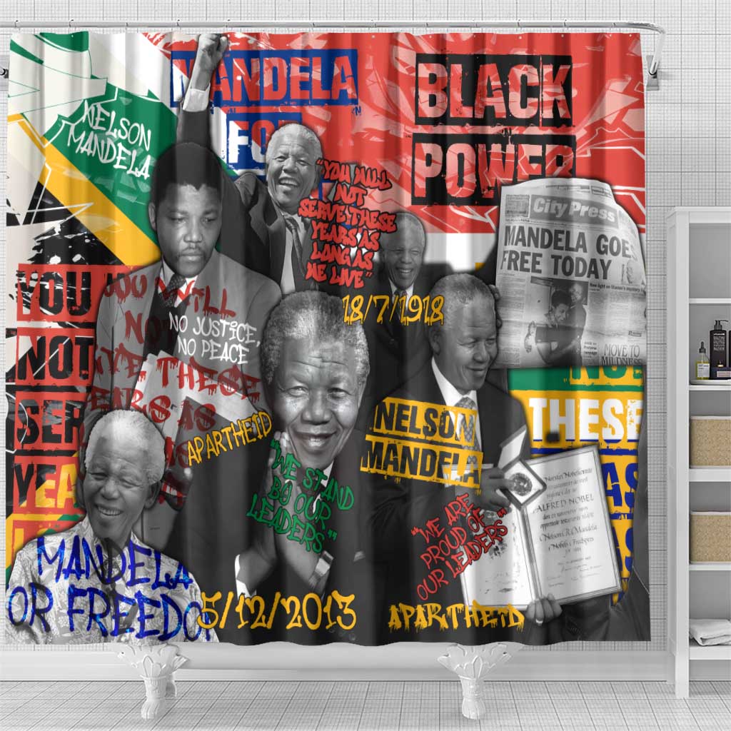 Nelson Mandela Graffiti Shower Curtain Street Spray Art Recreating The Life Of A Great Man - African Pride