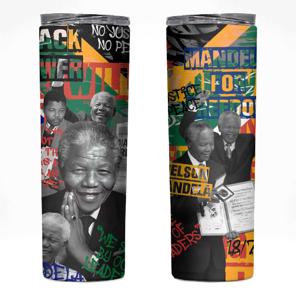 Nelson Mandela Graffiti Skinny Tumbler Street Spray Art Recreating The Life Of A Great Man - African Pride