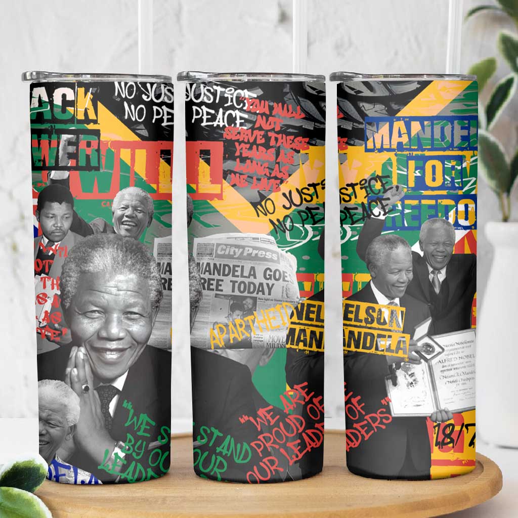 Nelson Mandela Graffiti Skinny Tumbler Street Spray Art Recreating The Life Of A Great Man - African Pride