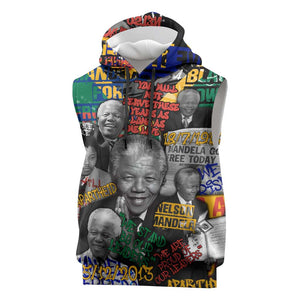 Nelson Mandela Graffiti Sleeveless Hoodie Street Spray Art Recreating The Life Of A Great Man - African Pride