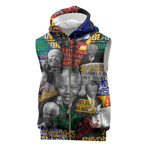 Nelson Mandela Graffiti Sleeveless Zip Hoodie Street Spray Art Recreating The Life Of A Great Man - African Pride