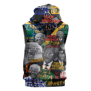 Nelson Mandela Graffiti Sleeveless Zip Hoodie Street Spray Art Recreating The Life Of A Great Man - African Pride