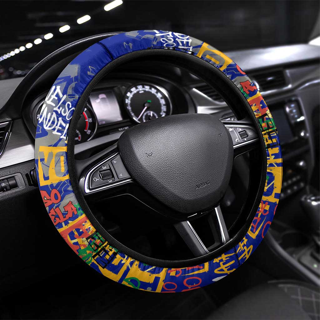 Nelson Mandela Graffiti Steering Wheel Cover Street Spray Art Recreating The Life Of A Great Man - African Pride