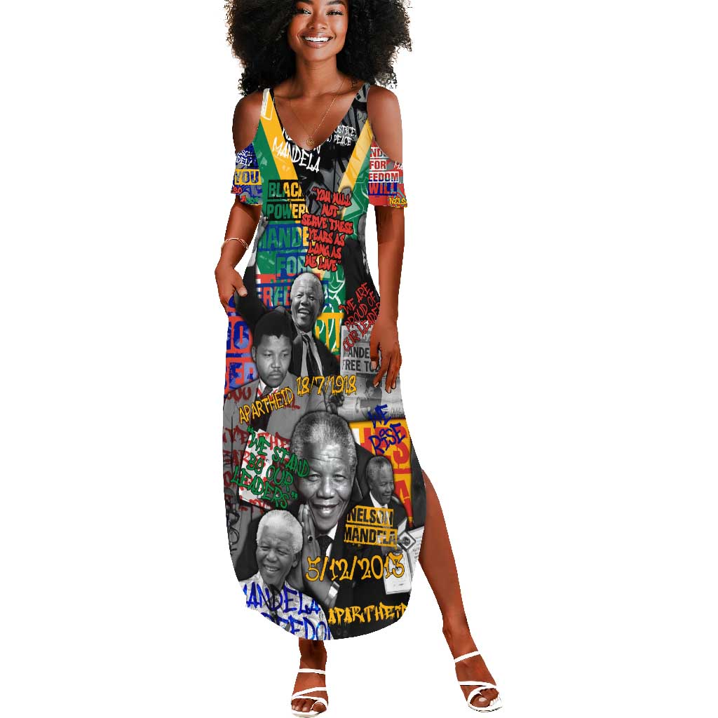 Nelson Mandela Graffiti Summer Maxi Dress Street Spray Art Recreating The Life Of A Great Man - African Pride