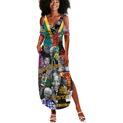 Nelson Mandela Graffiti Summer Maxi Dress Street Spray Art Recreating The Life Of A Great Man - African Pride
