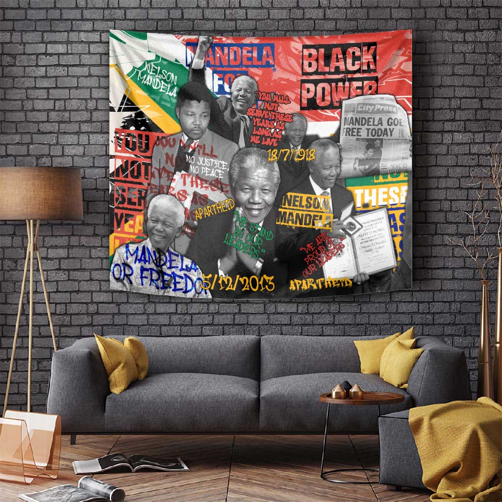 Nelson Mandela Graffiti Tapestry Street Spray Art Recreating The Life Of A Great Man - African Pride