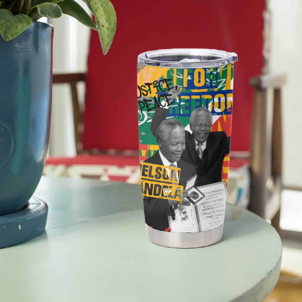 Nelson Mandela Graffiti Tumbler Cup Street Spray Art Recreating The Life Of A Great Man - African Pride