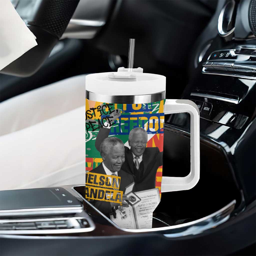 Nelson Mandela Graffiti Tumbler With Handle Street Spray Art Recreating The Life Of A Great Man - African Pride