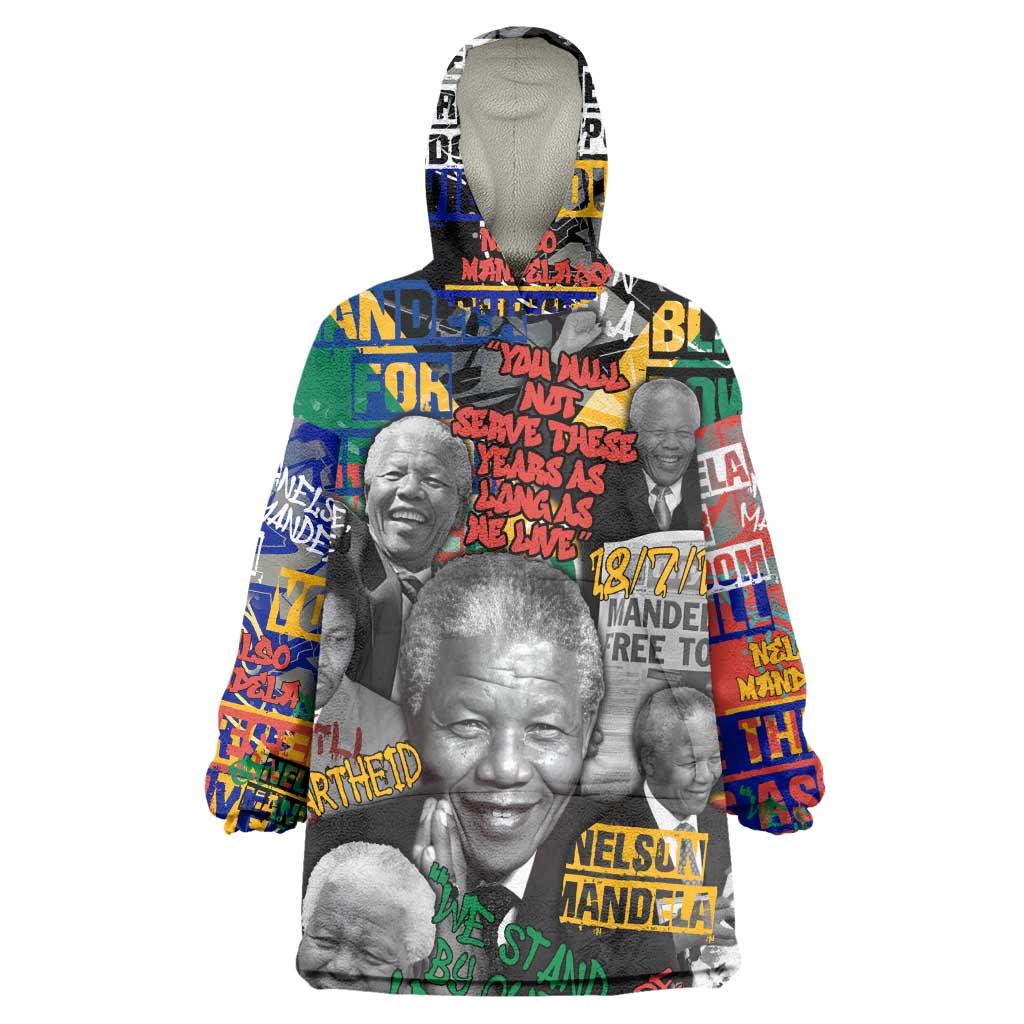 Nelson Mandela Graffiti Wearable Blanket Hoodie Street Spray Art Recreating The Life Of A Great Man - African Pride