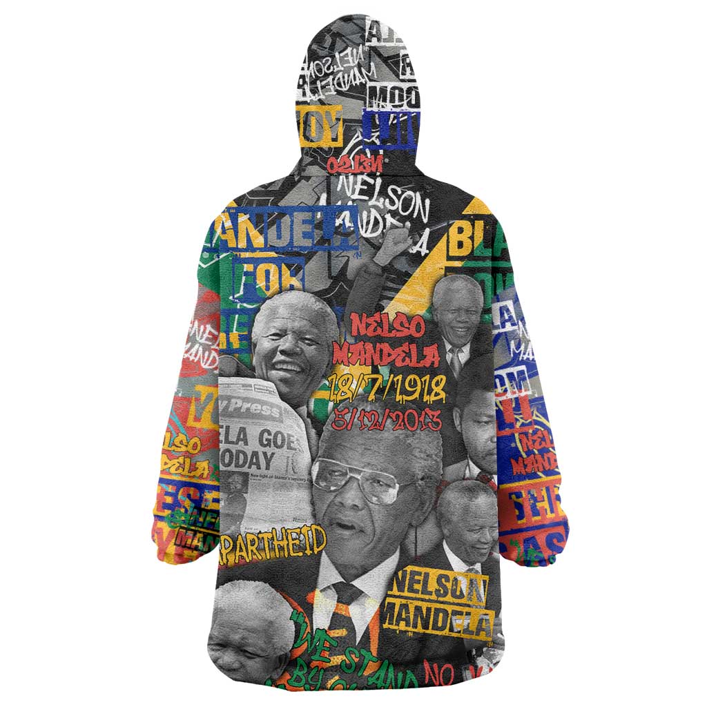 Nelson Mandela Graffiti Wearable Blanket Hoodie Street Spray Art Recreating The Life Of A Great Man - African Pride