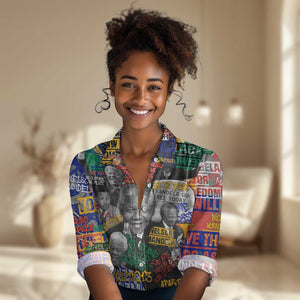 Nelson Mandela Graffiti Women Casual Shirt Street Spray Art Recreating The Life Of A Great Man - African Pride