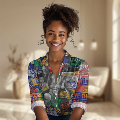 Nelson Mandela Graffiti Women Casual Shirt Street Spray Art Recreating The Life Of A Great Man - African Pride