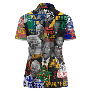 Nelson Mandela Graffiti Women Polo Shirt Street Spray Art Recreating The Life Of A Great Man - African Pride