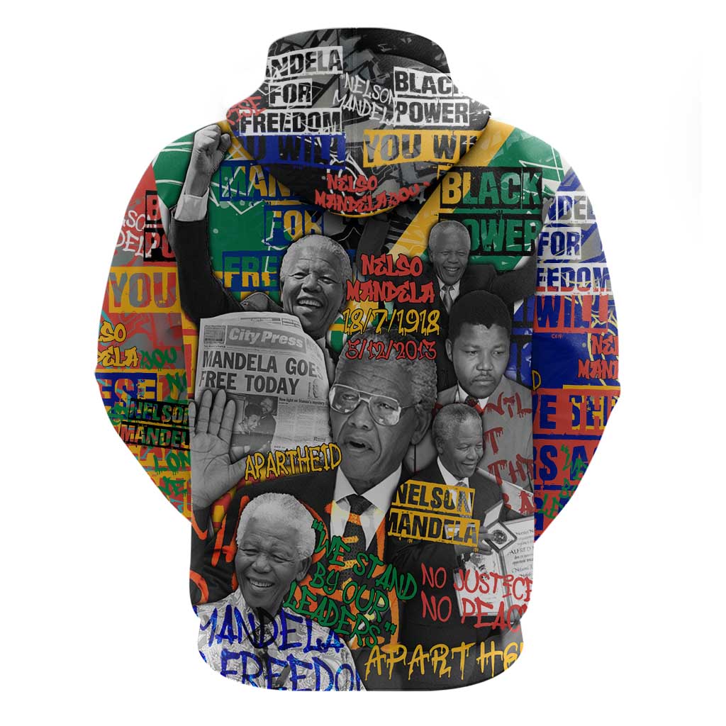 Nelson Mandela Graffiti Zip Hoodie Street Spray Art Recreating The Life Of A Great Man - African Pride
