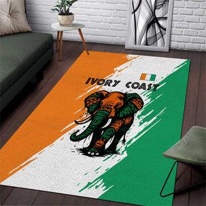 Ivory Coast Area Rug African Elephant in Ivorian Flag Colors - African Pride