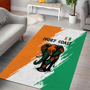 Ivory Coast Area Rug African Elephant in Ivorian Flag Colors - African Pride