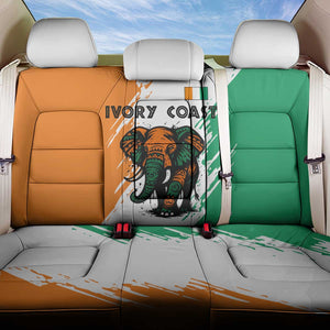 Ivory Coast Back Car Seat Cover African Elephant in Ivorian Flag Colors - African Pride