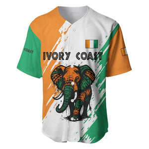 Ivory Coast Baseball Jersey African Elephant in Ivorian Flag Colors - African Pride