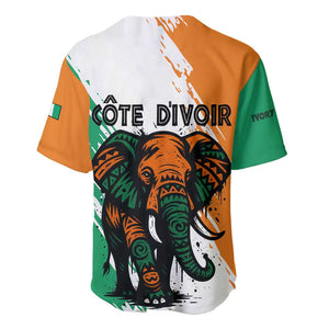 Ivory Coast Baseball Jersey African Elephant in Ivorian Flag Colors - African Pride