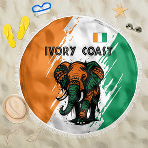 Ivory Coast Beach Blanket African Elephant in Ivorian Flag Colors - African Pride